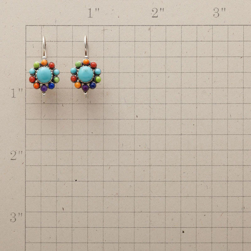 Boucles d'oreilles rondes en turquoise multicolores